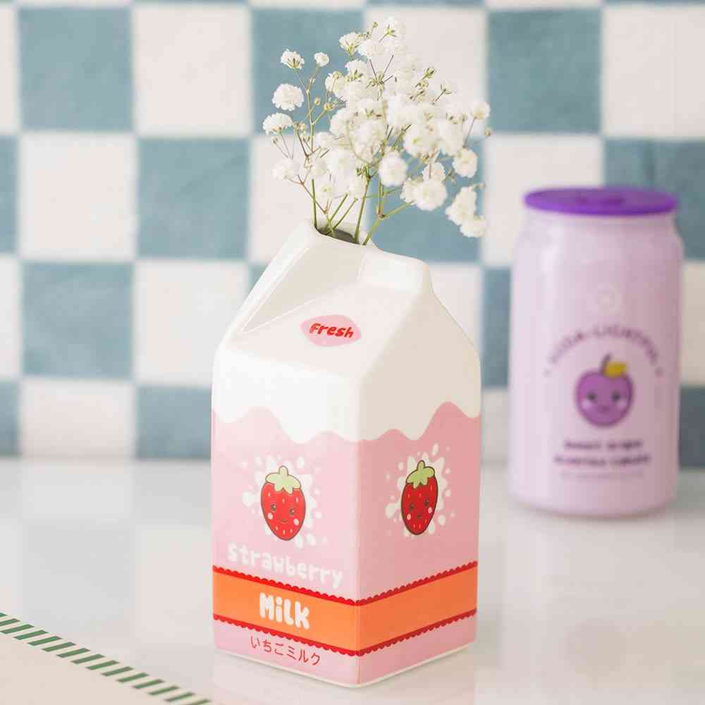 Something Different - Strawberry Milk Carton Vase - Multicolours